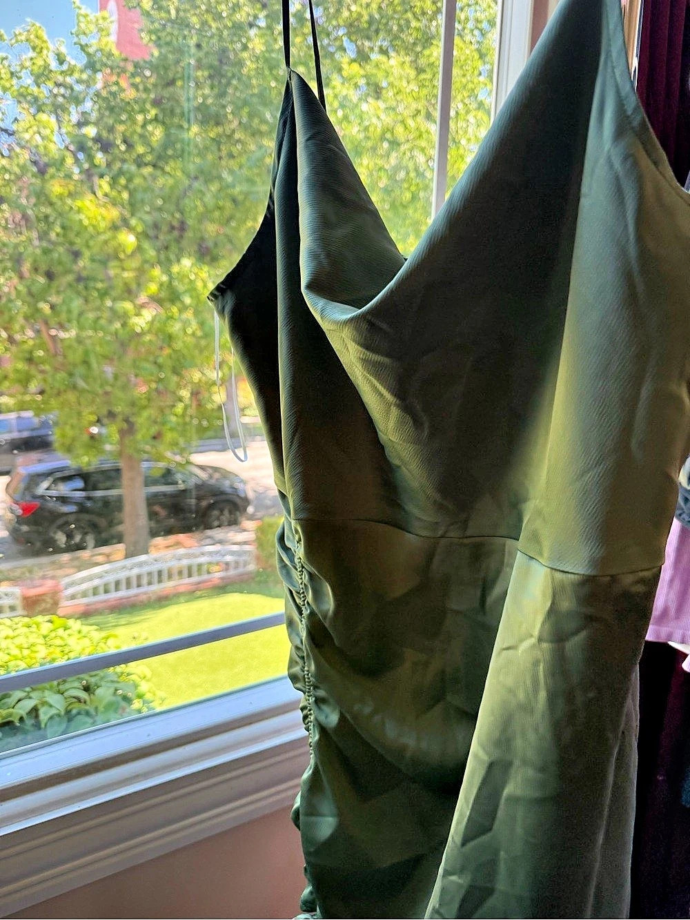 Ruched Midi Dress in Green Size 10